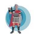 Gladiator Roman warrior character in armor with a sword and shield.